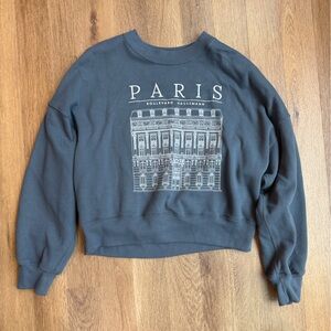 Abercrombie & Fitch Paris Graphic Crewneck Cropped Sweatshirt - Dark Gray